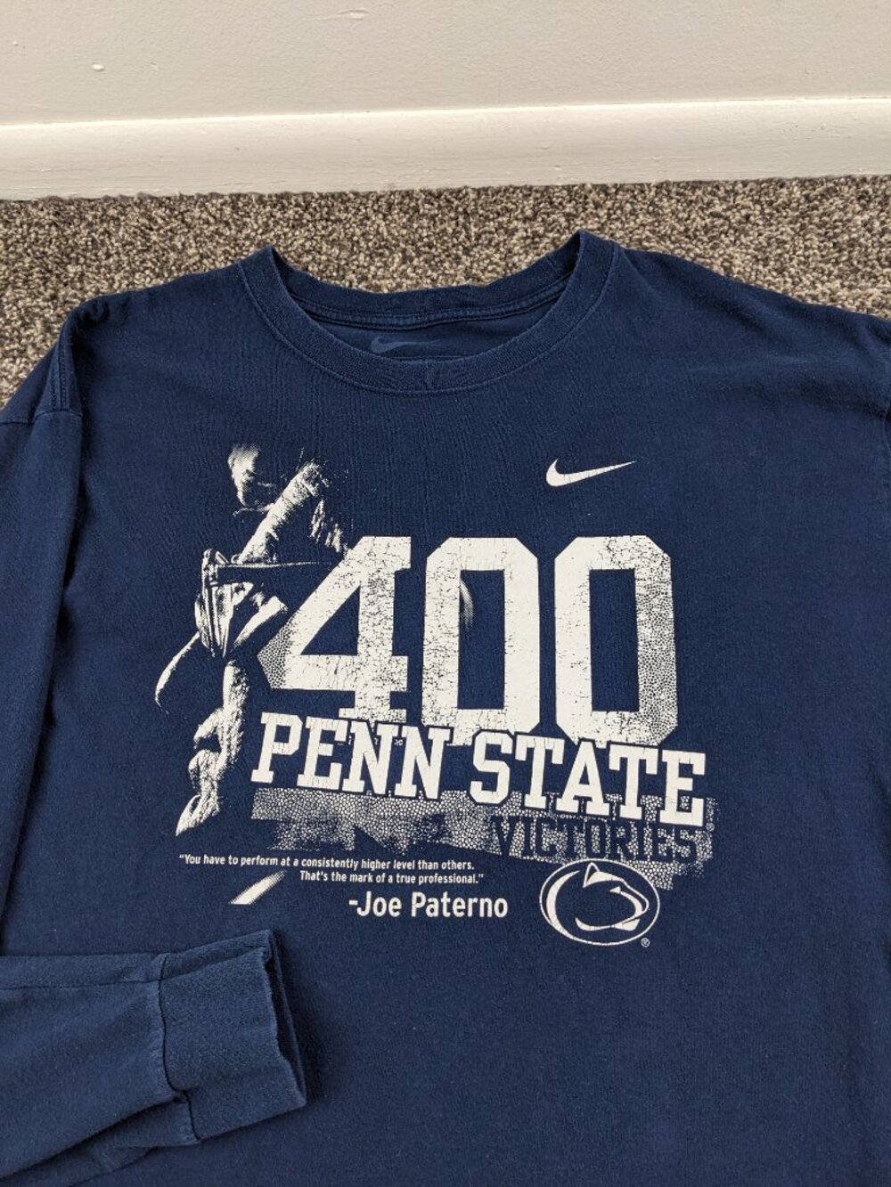 Penn State Football Joe Paterno Shirt Nike Long Sleeve 400 Victories Mens Large